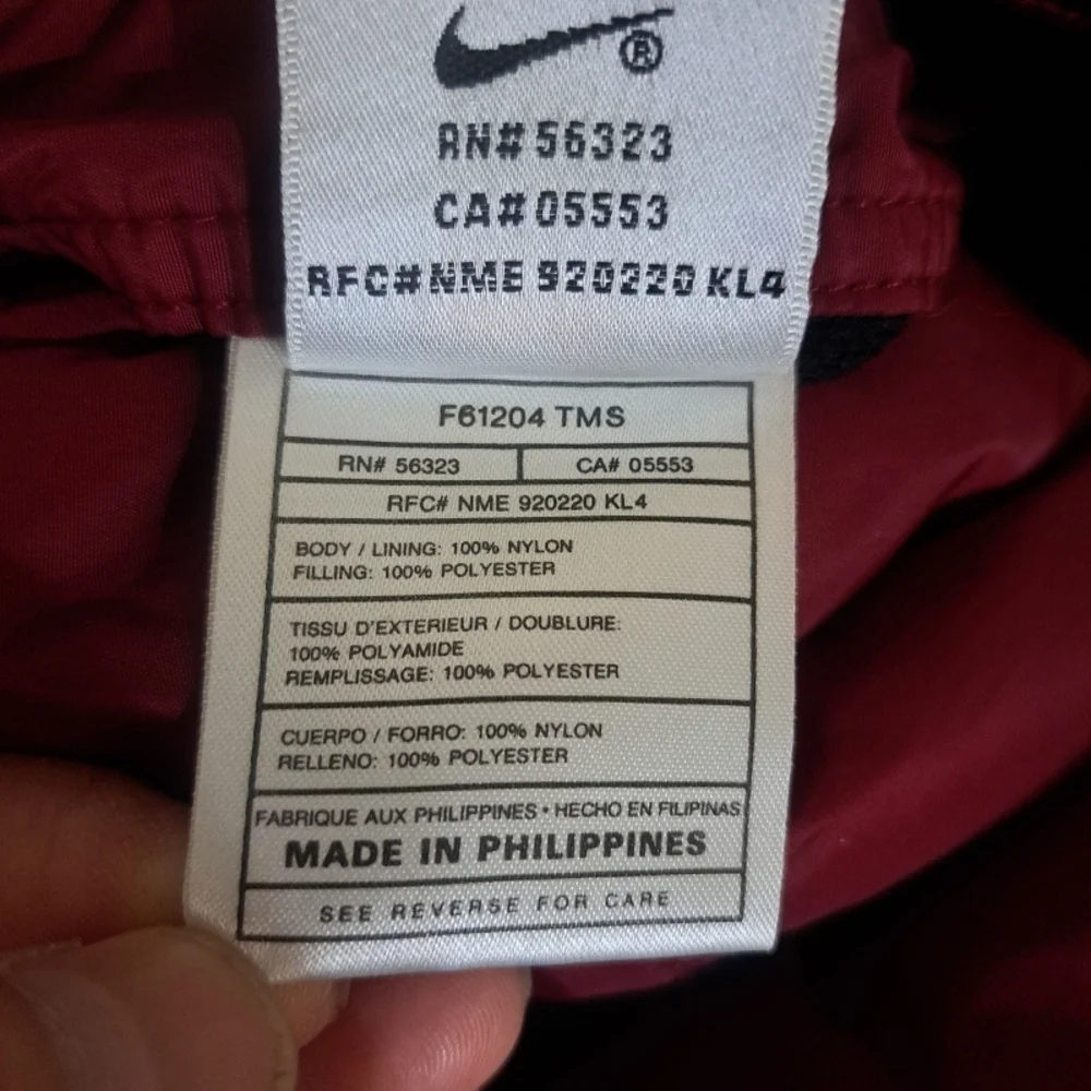 VTG Nike 90s Men's XXL Reversible Puffer Jacket Big Swoosh Logo Black/Burgundy